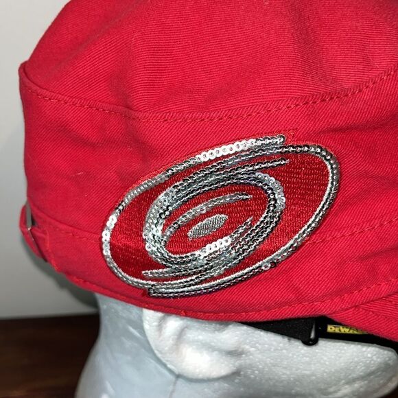 Red flat top motorcycle North Carolina Carolina Hurricanes Logo women’s cap hat - Picture 2 of 5